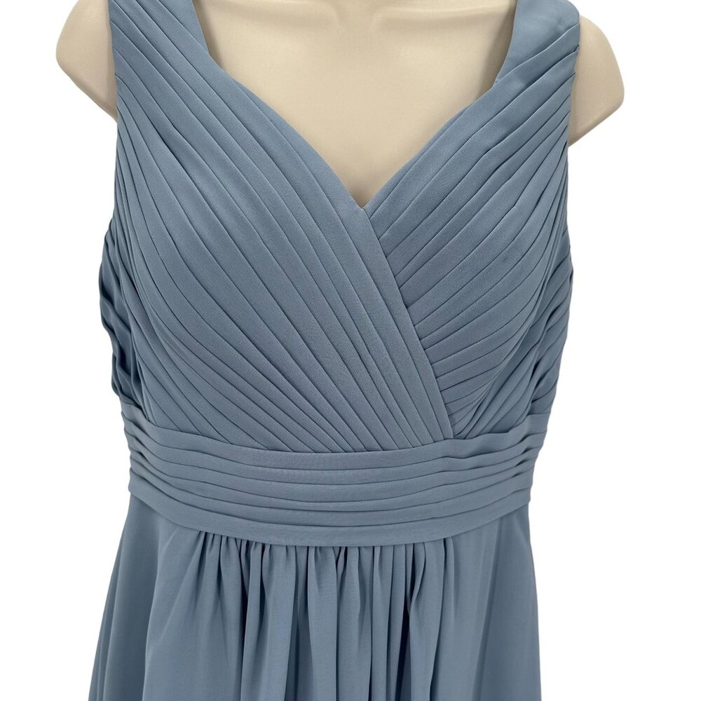 Babaroni Womens Dusty Blue Formal Pleated V Neck & Back Brides Maid Dress US 6 - Picture 4 of 10